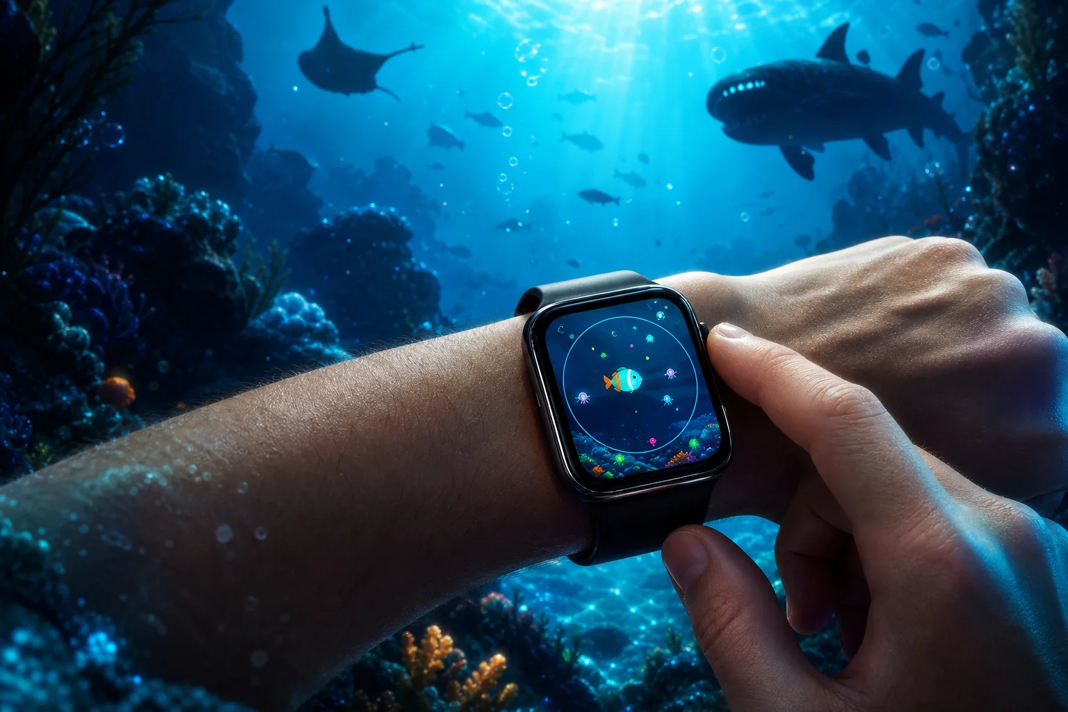 Abyss Ascent underwater survival game on Apple Watch